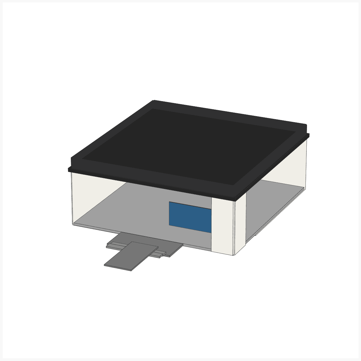 Vista de fachada da modelagem tridimensional da Residência Conceitual RC-01